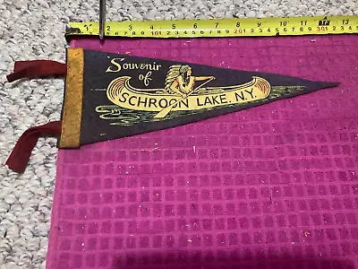 VTG Souvenir Flag PENNANT Banner Adirondack Mtns Schroon Lake New York SHIP FAST • $23.69