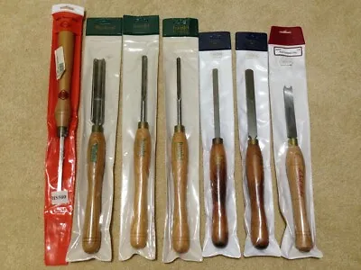 7 Woodturning Lathe Chisels Robert Sorby Hamlet Packard Crown Henry Taylor • $449.95