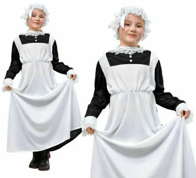 £11 • Buy Childrens Kids Victorian Maid Fancy Dress Costume Childs Servant Outfit Large 