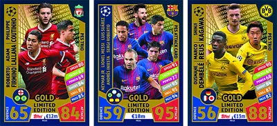 PES Match Attax Champions League Season 2017/18 GOLD Limited Edition • £1.40