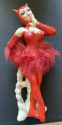 Vintage Sonsco  Japan Red She Devil Ballerina Ceramic Figurine MCM • $450