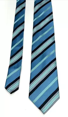 Geoffrey Beene 57” Mens Tie 100% Silk Handmade In China Mint Teal Black Stripe  • $16.76