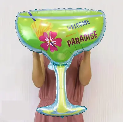 Cocktail Wine Glass Foil Balloon Tropical Hawaii Birthday Party Decor Helium/Air • £2.28