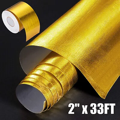 $7.79 • Buy 2  33FT Gold Intake Heat Reflective Tape Wrap Self-adhesive High Temperature USA