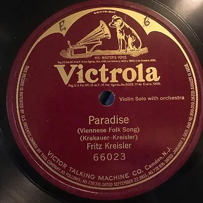 FRITZ KREISLER - Paradise Violin 78rpm 10  Victrola 66023 - BEAUTIFUL E+ • $9.98