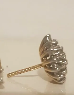 £800 • Buy Vintage 18ct Gold Ladies Diamond Cluster Earrings Stud 