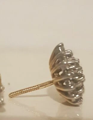 £800 • Buy Vintage 18ct Gold Ladies Diamond Cluster Earrings Stud 