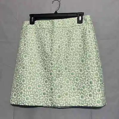 LOFT Floral Mini Skirt Womens 4 Green Boho Jacquard Mod Pastel Cottagecore Retro • $39.99