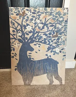 IKEA PJÄTTERYD Deer Blue And Cream Canvas Picture • £18