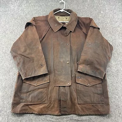 Outback Trading Jacket Mens 2XL XXL Brown Oilskin Duster Western Waxed Foxfire? • $99.95