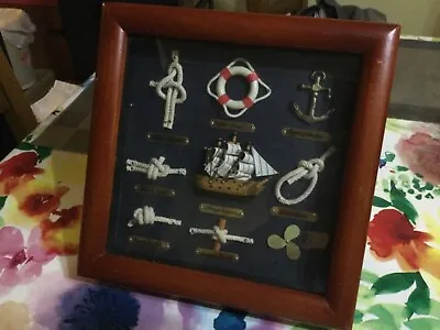 Vintage Nauticalia Nautical Sailors Knots & Ship Wall Display 3D Showcase Framed • £9.99