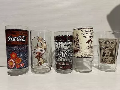 VTG  Coca Cola LOT Drinking Glasses5 STAINED GLASS ROCKWELL MC DONALDS CENTURY • $25