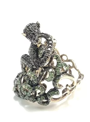 Sterling Silver Pave Crystal Monkey Chimpanzee Jungle Ring Gold Finish -Size 5 • $99.99