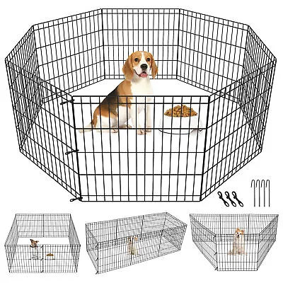 Dog Playpen 24  8 Panels Foldable Exercise Pen Pet Playpen Fence Indoor Outdoor • $31.58