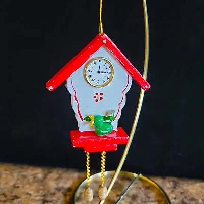 Miniature Wooden Cuckoo Clock Hanging Christmas Tree Ornament Vintage Taiwan • $7.99