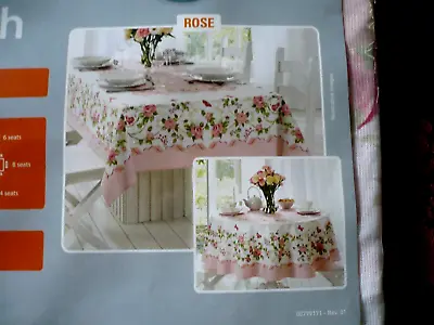 Adonis USA Tablecloth Roses Butterflies Pink 60  Round Cottage Shabby Chic • $32.21