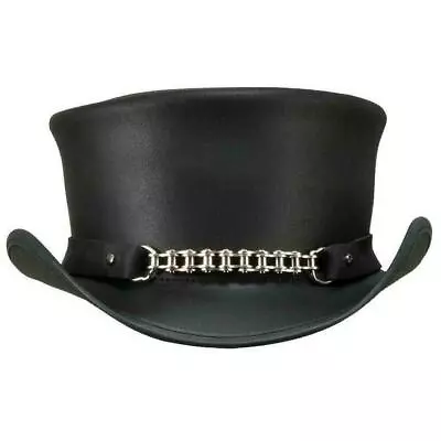 El Dorado Deadman Biker Chrome Chain Cowboy Leather Top Hat Steampunk Biker MC • $44.99