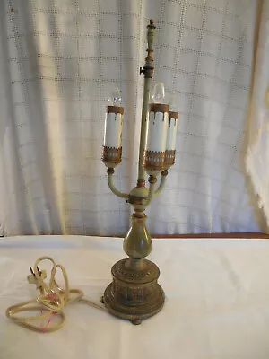 Vintage Candelabra Electric Table Lamp 1930's/40's Brass Tone & Marble Base • $102.60