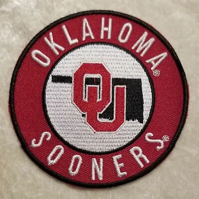$6.95 • Buy University Of Oklahoma Sooners Round 3.5  Iron On Embroidered Patch ~FREE Ship!!