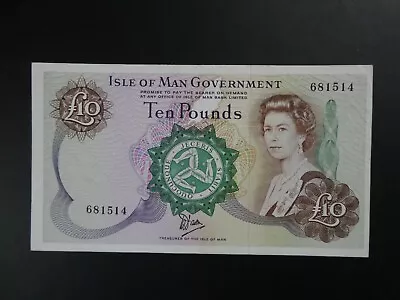 1980's ISLE OF MAN £10 NO PREFIX BANKNOTE ORIGINAL AVF • $33.30