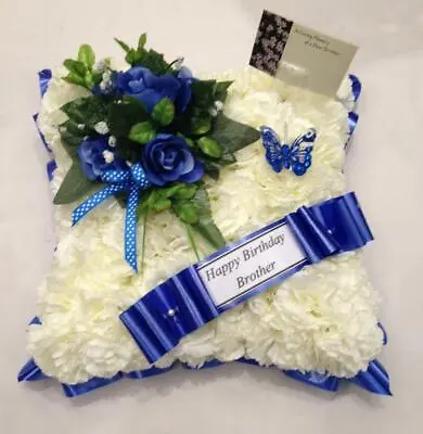 Artificial Silk Funeral Flower Cushion Memorial Tribute Wreath Arrangement Mum • £33