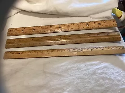 3 Vintage Wood 12  Rulers • $12.50