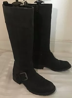 £32.99 • Buy Clarks Orinocco Jazz Black Leather Long Knee High Zip-up Boots  Uk 6 D    My22