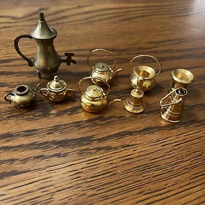 12 Pc Lot Brass Miniatures Teapots Kettle • $19.99