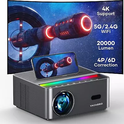 Projector With WiFi And Bluetooth Portable Projector 4K Support 500 ANSI 20000 • $159.99