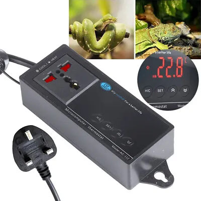 Digital Reptile Thermostat Day & Night Dimming Timer Aquarium Heating Tool New • £16.45