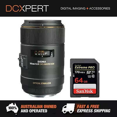 $649 • Buy Sigma 105mm F/2.8 Macro Ex Dg Os Hsm Lens For Canon (4258954) + Bonus Sd Card