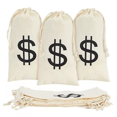 12-Pack Money Bag Pouch With Drawstring Closure And Dollar Sign Symbol 4.7 X9  • $13.99