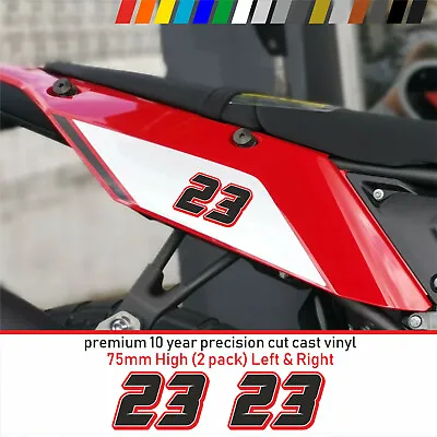 Custom Race Numbers 75mm Decal Sticker Honda Yamaha Ducati Suzuki KTM Kawazaki4 • £8.99