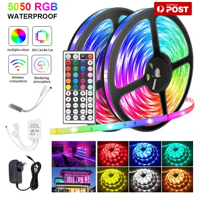 $9.99 • Buy Waterproof RGB LED Strip Lights IP65 5050 5M 12V Bluetooth OR IR Remote AU