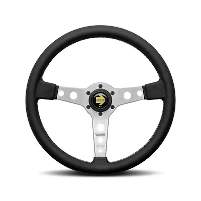 MOMO Prototipo Black Leather Tuning Steering Wheel 370mm With Silver Spokes • $354.83