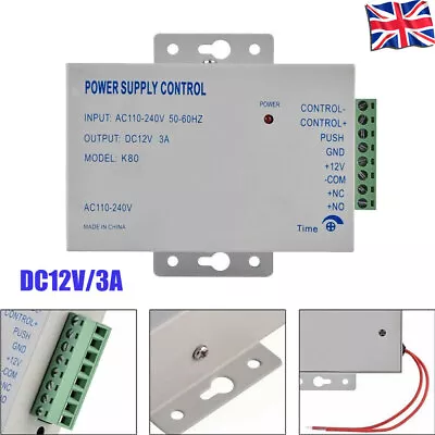 DC12V/3A AC110-240V Access Control Power Supply Unit For Door Intercom System • £15.99