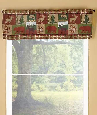 Evergreen Wildlife Tapestry Window Valance Lodge Cabin Northwoods Woodland Decor • $34.99