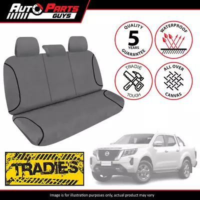 Nissan Navara NP300 Dual Cab 2017-2020 TRADIES Rear Grey Canvas Seat Covers • $159.99