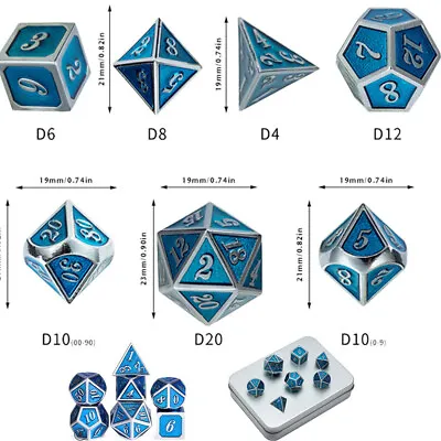 7Pcs Metal Polyhedral Dice Set For TRPG MTG Dungeons & Dragons DND Table Game US • $13.99
