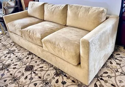 Magnificent Donghia New York Suede Leather Mid Century Floating Sofa • $2026.50