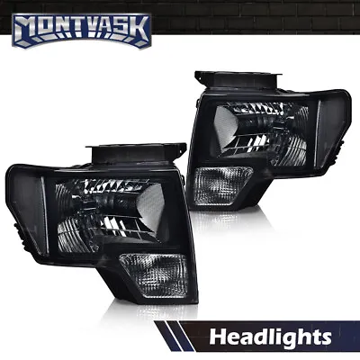 Fit For 2009-2014 Ford F150 Pickup Smoke Lens Clear Corner Headlights Lamps Pair • $84.25