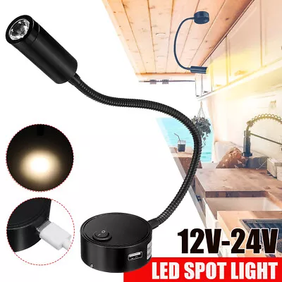 12V Switch USB LED Spot Reading Light Neutral White Camper Caravan Boat Lamp • $29.59