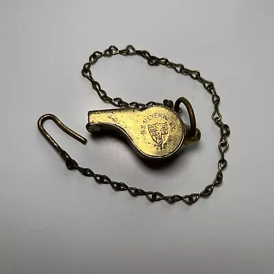 Vintage Brass Whistle Made In England Meyer New York Army Navy With Chain • $24.99