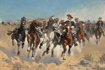 Vintage Cowboy Horde Horses 30 X 45 In Rolled Canvas Print Old West Painting • $79