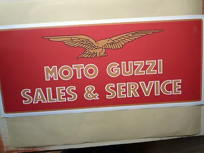 MOTO GUZZI SALES & SERVICE Large Workshop Garage Sign Sticker LeMans Califronia • $21.45