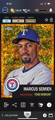 Topps Bunt Chrome Platinum  Marcus Semien 20cc Legendary DIGITAL • $10