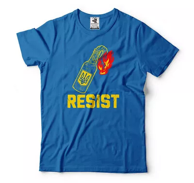 Stand With Ukraine Molotov Cocktail T-shirt Ukrainian Flag Colors Trident Tee • $14.95