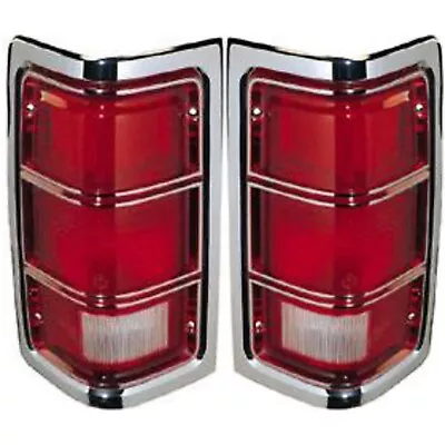 Pair Tail Light For 81-87 Dodge D150 & W150 & Ramcharger LH RH W/ Chrome Trim • $72.37