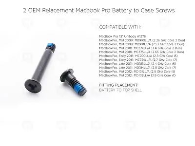 2 X Genuine Screws For Macbook Pro MacBook Pro Unibody A1278 Battery Screw Parts • £2.99