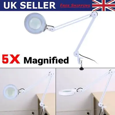 Beauty Cosmetic Magnifier Lamp 5x Magnifying Lighted Desk/Floor Light Make-up • £35.39